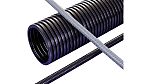 Plustek Corrugated Loom Tubing Conduit, 36mm Nominal Diameter, Polyamide 6, Black