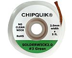 CHIPQUIK SOLDERWICK2.0 5ft No Clean Desoldering Braid, Width 2mm