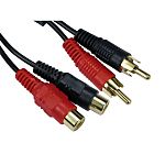 RS PRO Male RCA x 2 to Female RCA x 2 RCA Cable, Black, 10m