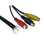 RS PRO Male RCA x 3 to Unterminated RCA Cable, Black, 250mm
