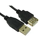 RS PRO USB 2.0 Cable, Male USB A to Female USB A USB Extension Cable, 3m