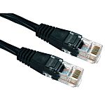 RS PRO, 1.5m Cat5e, Black RJ45 to Male RJ45 Male, UTPUnshielded, Terminated PVC Sheath