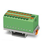 Phoenix Contact Distribution Block, 19 Way, 1 → 6mm², 41A, 690 V, Green