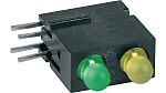 Mentor 1801.2131, Green & Yellow Right Angle PCB LED Indicator, 2 LEDs, Through Hole 2.2 V