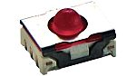 Red Button Tactile Switch, 1 NO 100mA 6.4mm Surface Mount