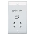 Ansell White 2 Gang Shaver Socket, Indoor Use