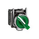 Schneider Electric Standard Handle Green Selector Switch - (SPDT) 22.5mm Cutout Diameter, Illuminated 2 Positions