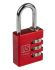 RS PRO 组合挂锁, Φ5mmx26mm锁钩, 铝制, 室内/室外, 耐风雨, 红色
