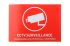 Autocollant VIDEOSURVEILLANCE ABUS Rouge/Blanc, texte en Anglais, 105 mm Etiquette x 148mm