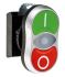 BACO Green, Red Round Illuminated Push Button Head, Spring Return Actuation, 22mm Cutout