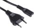 Cable de alimentación RS PRO de 1.5m, de color Negro, conect. A C7, IEC, conect. B CEE 7/16, Europlug, 250 V / 2.5 A,