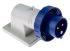 Scame IP66, IP67 Blue Wall Mount 2P+E Right Angle Industrial Power Plug, Rated At 16A, 230 V