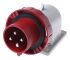 Scame IP66, IP67 Red Wall Mount 3P + E Right Angle Industrial Power Plug, Rated At 32A, 415 V