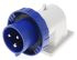 Scame IP66, IP67 Blue Wall Mount 2P+E Right Angle Industrial Power Plug, Rated At 32A, 230 V