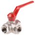 RS PRO Brass Reduced Bore, 3 Way, Ball Valve, BSPP 1in, 25bar Operating Pressure