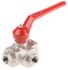 RS PRO Brass Reduced Bore, 3 Way, Ball Valve, BSPP 3/8in, 40bar Operating Pressure