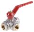RS PRO Brass Reduced Bore Ball Valve 3/4 in BSP 3 Way