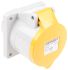 MENNEKES IP44 Yellow Panel Mount 3P Industrial Power Socket, Rated At 32A, 110 V