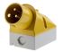 MENNEKES IP44 Yellow Wall Mount 3P 25 ° Industrial Power Plug, Rated At 16A, 110 V