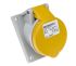 MENNEKES IP44 Yellow Panel Mount 3P Angled Industrial Power Socket, Rated At 16A, 110 V