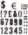 RS PRO Etiketten numerisch Zahlen und Symbolen H. 75mm Schwarz, selbstklebend 56 Stk.