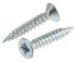 Pozidriv Countersunk Steel Wood Screw Bright Zinc Plated, No. 8 Thread, 1in Length