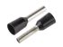 JST, FTR Insulated Crimp Bootlace Ferrule, 8mm Pin Length, 1.7mm Pin Diameter, 1.5mm² Wire Size, Black