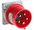 Conector de potencia industrial Macho, Formato 3P + N + E, Orientación Recto, Rojo, 415 V, 32A, IP44