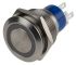 KNITTER-SWITCH Illuminated Vandal Proof Push Button Switch, Momentary, Panel Mount, 22.2mm Cutout, SPDT, Blue LED, 28 V