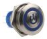 RS PRO Illuminated Push Button Switch, Momentary, Panel Mount, 22.2mm Cutout, DPDT, Blue LED, 250V ac, IP67