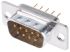 Cinch D-Sub konnektor, stik, 9-Polet, FD Serien, 2.76mm benafstand, Lige, Hulmontering, Lodde terminering, 200,0 V.,