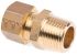 Legris Brass Pipe Fitting, Straight Compression Coupler, Male R 1/2in to Female 12mm