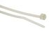 HellermannTyton Cable Tie, Inside Serrated, 100mm x 2.5 mm, Natural Polyamide 6.6 (PA66), Pk-100