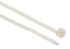 HellermannTyton Cable Tie, Inside Serrated, 205mm x 2.5 mm, Natural Polyamide 6.6 (PA66), Pk-100
