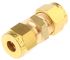 Wade Brass Pipe Fitting, Straight Compression Coupler 1/4in