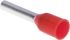 Schneider Electric, DZ5CE Insulated Crimp Bootlace Ferrule, 8.2mm Pin Length, 1.6mm Pin Diameter, 1mm² Wire Size, Red