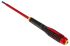 Bahco Slotted Screwdriver, 4 x 0.8 mm Tip, 100 mm Blade, VDE/1000V, 222 mm Overall