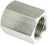 Legris Stainless Steel Pipe Fitting, Straight Hexagon Coupler, Female G 1/2in x Female G 1/2in
