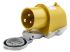 MENNEKES IP44 Yellow Wall Mount 3P Right Angle Industrial Power Plug, Rated At 16A, 110 V