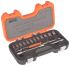 Bahco 16-Piece Metric 1/4 in Standard Socket Set with Ratchet, 6 point