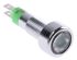 Indicador LED de color Verde, lente enrasada, marco Cromo, Ø de montaje 8mm, 12 → 14V, 10mA, 200mcd