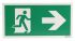 Znak ewakuacyjny niepodświetlany, Tworzywo sztuczne, Zielony/biały, Opis: Wyjście ewakuacyjne w prawo