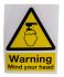 RS PRO 安全标签 Warning（警告） "Warning Mind Your Head" 200 mm 乙烯基 英语
