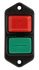 Tlačítkový spínač, barva ovladače: Červená/zelená Dvoupólový dvoupolohový (DPDT) Příruba Blokování Ne 16 A při 230 V AC