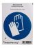 Segnale d'obbligo in PVC, pittogramma: Protezione mani, Blu/Bianco