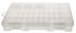 RS PRO 21格零件收纳盒, 276.23mm x 44.45mm x 184.14mm, 可调储物格, 带透明盖板, PP