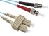Molex Premise Networks ST to SC Duplex Multi Mode OM3 Fibre Optic Cable, 50/125μm, Aqua, 1m