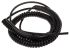 500mm 2 Core Coiled Cable 0.14 mm² CSA Polyurethane PUR Sheath Black, 4mm OD