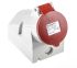 MENNEKES IP44 Red Wall Mount Right Angle Socket, Rated At 16A, 415 V