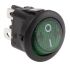 Kolébkový spínač osvětlený, barva ovladače: Zelená Dvoupólový jednopolohový (DPST) Zap-vyp 12 A